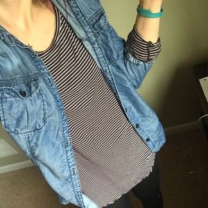 Denim look chambray button-down